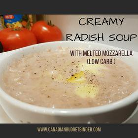 Creamy Radish Soup with Melted Mozzarella